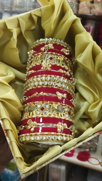 Red Golden Zig Zag Bridal Bangles Set for Wedding  Reception and Bridal Wear Fashion Accessories Wholesale