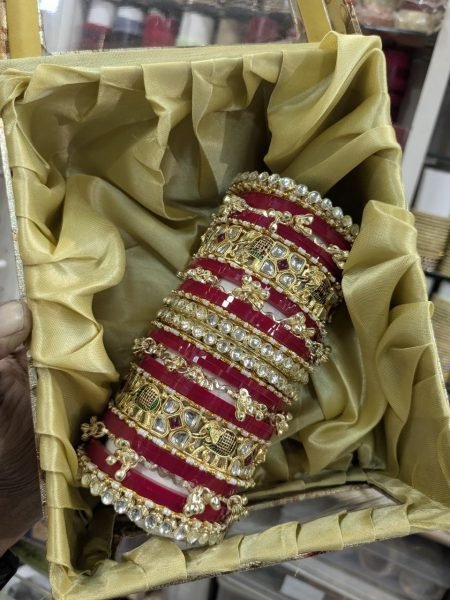 Red Golden Zig Zag Bridal Bangles Set for Wedding  Reception and Bridal Wear Fashion Accessories Wholesale