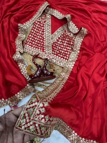 Red Rangoli Silk Saree with Sparkling Sequins Work and Matching Blouse Ideal for Evening Functions Embroidery Sarees Wholesale