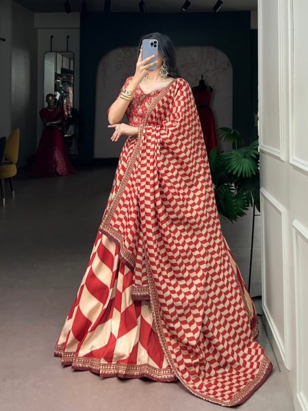 Red Wedding Wear Vaishali Silk Lehenga Choli with Gotta Patti Work at Factory Price Designer Lehenga Choli
