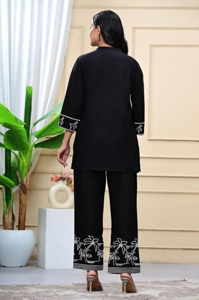 Refined Black Designer Rayon Silk Co-Ord Set at Wholesale Rate for Women CO ORD Sets