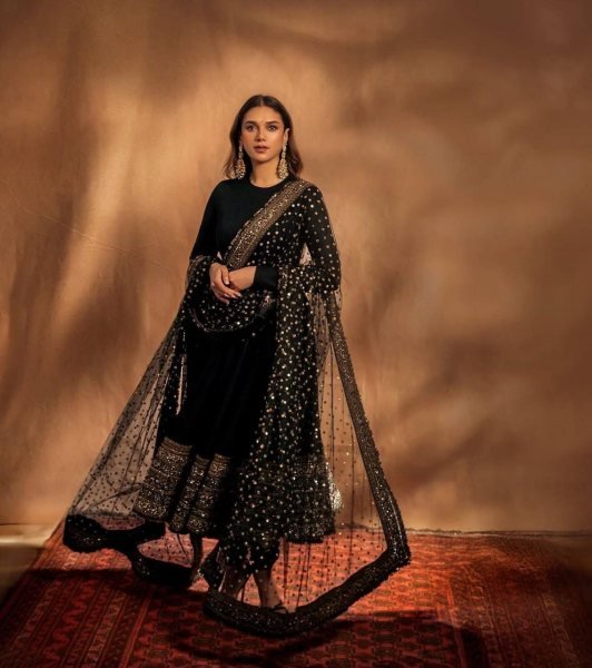 Refined Black Fox Georgette Party Wear Gown with Heavy Embroidery with Rich Sequence Work Ready To Wear Collection