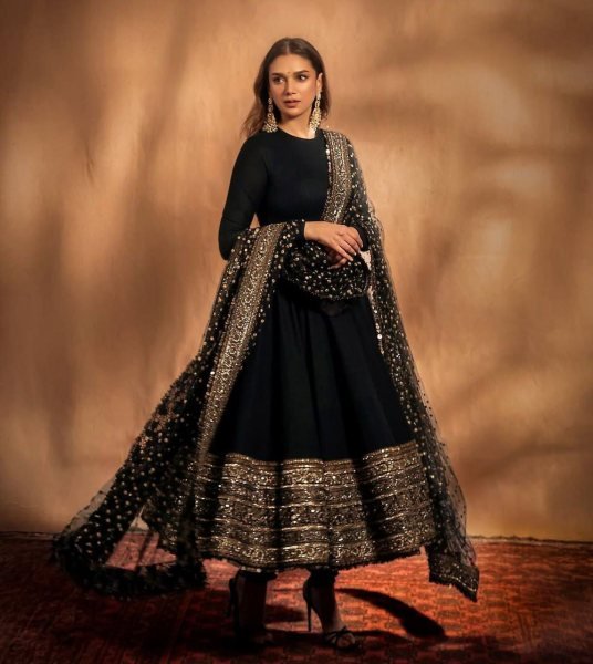 Refined Black Fox Georgette Party Wear Gown with Heavy Embroidery with Rich Sequence Work Ready To Wear Collection