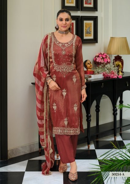 Refined Brown Designer Pure Viscose Simar Embroidery Suit with Pure Silk Pant Churidar Salwar Suits Wholesale
