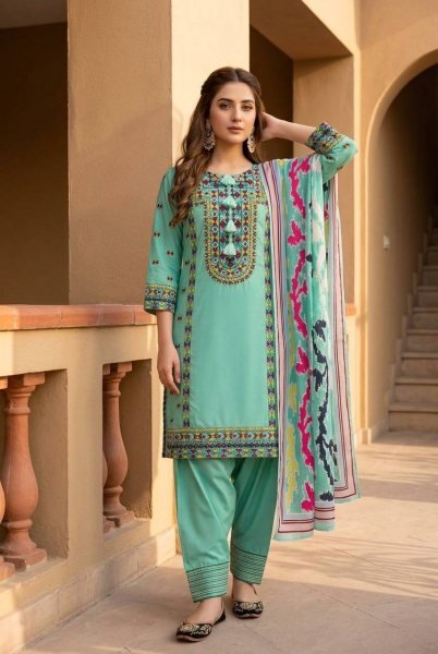 Refined Green Heavy Natural Silk Top Palazzo Set with Heavy Embroidery Work and Digital Print Dupatta Ready To Wear Collection