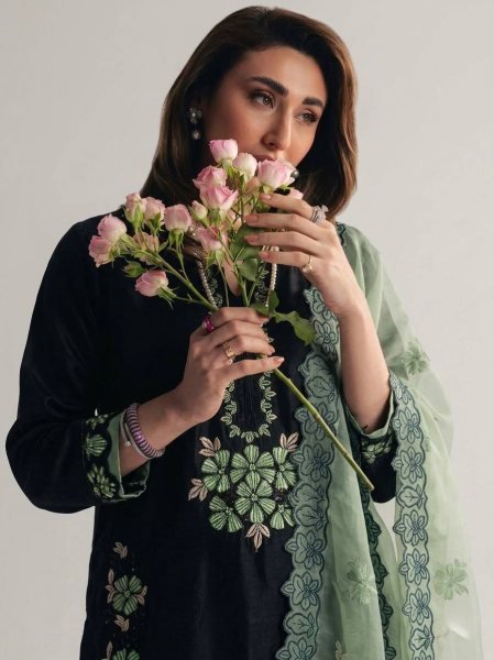 Refined Green Heavy Work Suit Set with Farshi Pant for Special Occasions Ready To Wear Collection