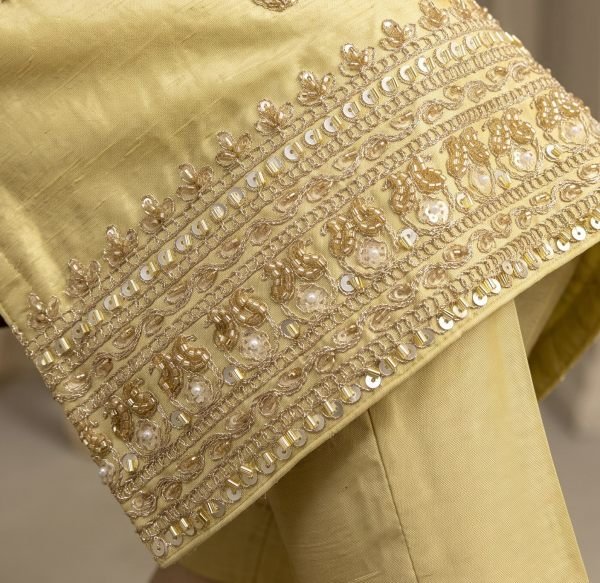 Refined Lemon Yellow Designer Chinnon Suit Set with Coordinated Beads Work and Butti Dupatta Designer Plazzo Salwar Suits Wholesale