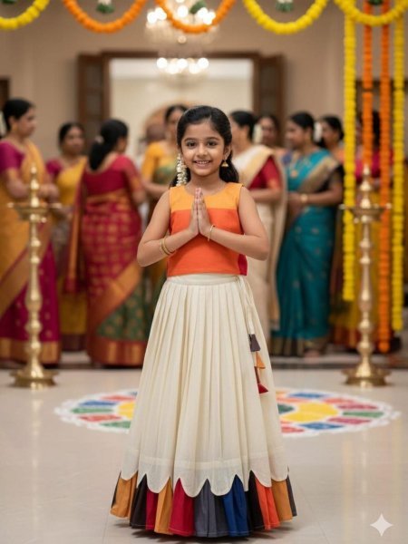 Refined Multi color Kids Cotton Printed Lehenga Choli Set for Summer Wear Kurtis