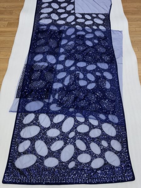 Refined Navy Blue Butterfly Net Saree with Heavy Multicolor Sequin Work at Wholesale Rate Bollywood Fancy Sarees Wholesale