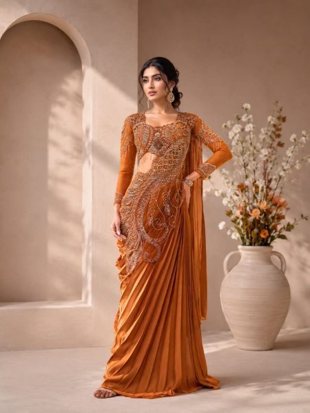 Refined Orange Elegant Rangoli Silk Saree for Wedding and Festive Wear Sarees 