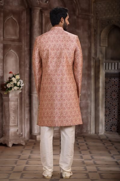 Refined Peach Wholesale Sherwani Set for Resellers at Manufacturer Rate Kurta Pajama Wholesale