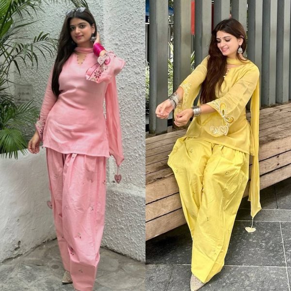 Refined Pink Mal Chanderi Cotton Top with Farshi Salwar and Dupatta Set at Manufacturer Rate Ready To Wear Collection