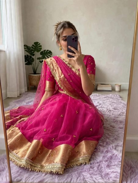 Refined Pink Organza Silk Ghungroo Saree with Unstitched Blouse Piece at Wholesale Rate Silk Sarees Wholesale