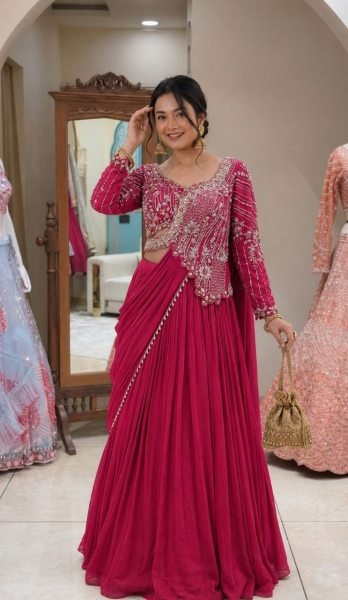 Refined Pink Rangoli Lehenga Choli with Embroidery Sequence Work For Special Occasions  Bridal Lehenga Choli