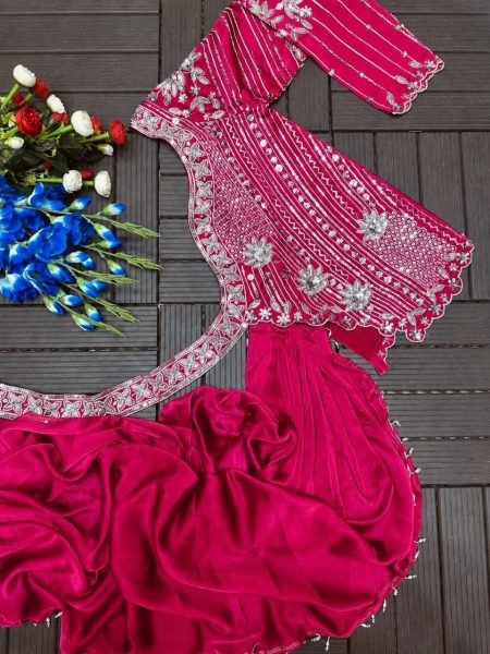 Refined Pink Rangoli Lehenga Choli with Embroidery Sequence Work For Special Occasions  Bridal Lehenga Choli
