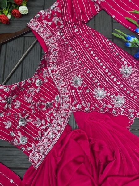 Refined Pink Rangoli Lehenga Choli with Embroidery Sequence Work For Special Occasions  Bridal Lehenga Choli