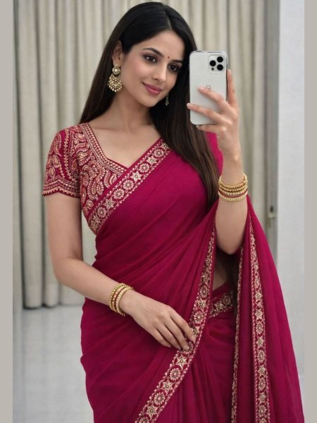 Refined Pink Rangoli Silk Saree with Multi Embroidery Sequins Work for Wedding Wear Sarees 