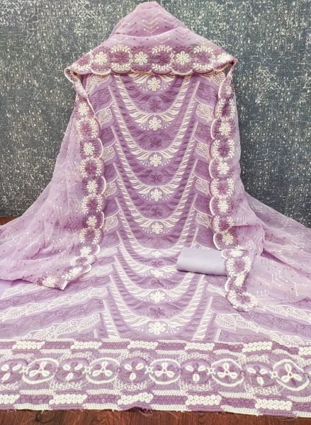 Refined Purple Designer Georgette Suit Set with Heavy Multi Siffly Work Color Set Matching Dress Material Wholesale