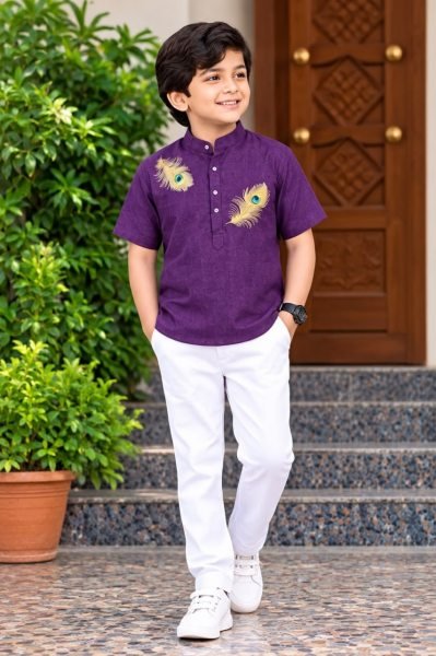 Refined Purple Kids Boys Jippa with Premium Soft Magic Cotton and Printed Design Boys Wear