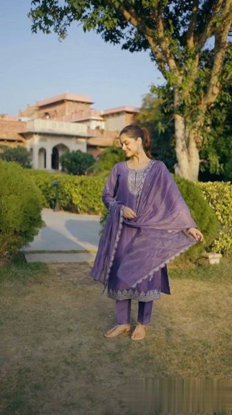 Refined Purple Latest Chinon Suit Set for Festive and Occasion Wear  Straight Cut Long Kurtis