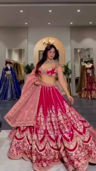 Refined Red Mul Chanderi Lehenga Choli with Thread Sequin and Cutwork at Wholesale Rate Designer Lehenga Choli
