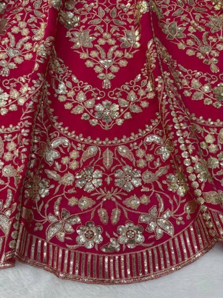 Refined Red Mul Chanderi Lehenga Choli with Thread Sequin and Cutwork at Wholesale Rate Designer Lehenga Choli