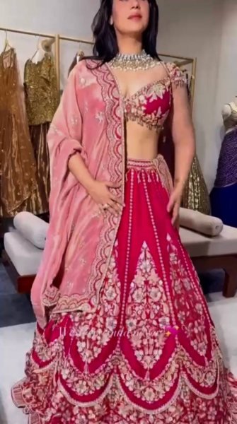 Refined Red Mul Chanderi Lehenga Choli with Thread Sequin and Cutwork at Wholesale Rate Designer Lehenga Choli