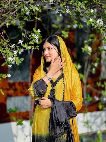 Refined Yellow French Crepe Silk Kurti Set with Beads Work for Festive Wear Ready To Wear Collection