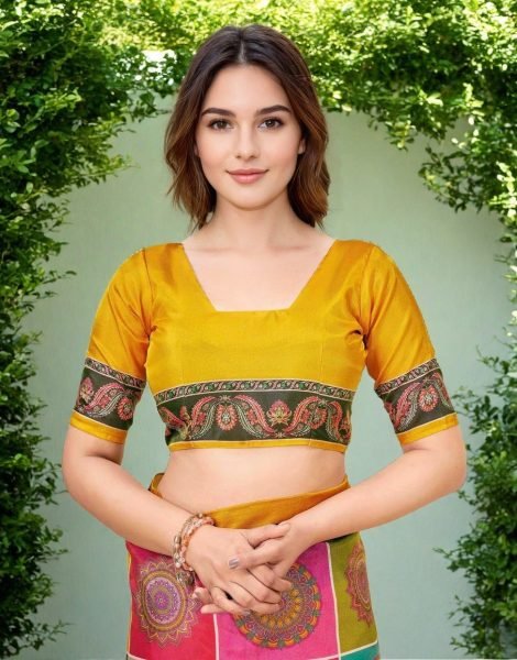 Refined Yellow Wholesale Designer Saree for Resellers at Bulk Rate Printed Kurtis