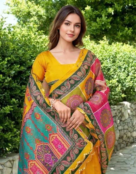 Refined Yellow Wholesale Designer Saree for Resellers at Bulk Rate Printed Kurtis