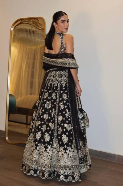 Regal Black Designer Sequin Zari Work Chinon Silk Lehenga with Unstitched Blouse Designer Lehenga Choli