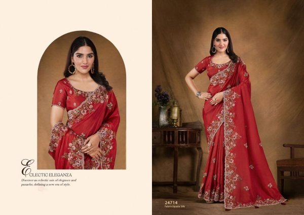 Regal Bloom Ensemble Smooth Fall Saree with Statement Embroidery for Evening Elegance Designer Wedding Sarees Wholesale
