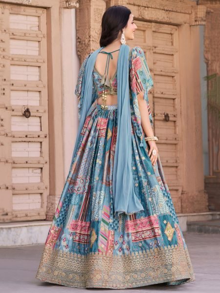 Regal Blue Chinon Silk Lehenga Choli with Dori Embroidery Perfect for Pre Wedding Functions  Designer Lehenga Choli