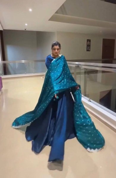 Regal Blue Premium Fandy Crush Silk Gown Set with Embroidered Dupatta at Manufacturer  Ready To Wear Collection
