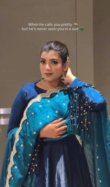 Regal Blue Premium Fandy Crush Silk Gown Set with Embroidered Dupatta at Manufacturer  Ready To Wear Collection