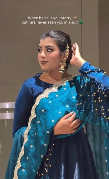 Regal Blue Premium Fandy Crush Silk Gown Set with Embroidered Dupatta at Manufacturer  Ready To Wear Collection