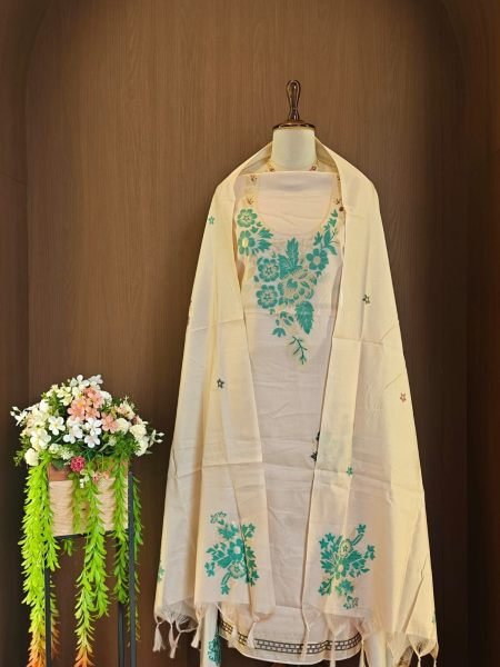 Regal Cream Designer Pure Soft Tussar Unstitched Salwar Suit with Fancy Border 