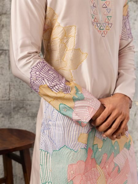 Regal Cream Men's Silk Kurta Pajama with Designer Embroidery For Wedding Mens Short Kurta