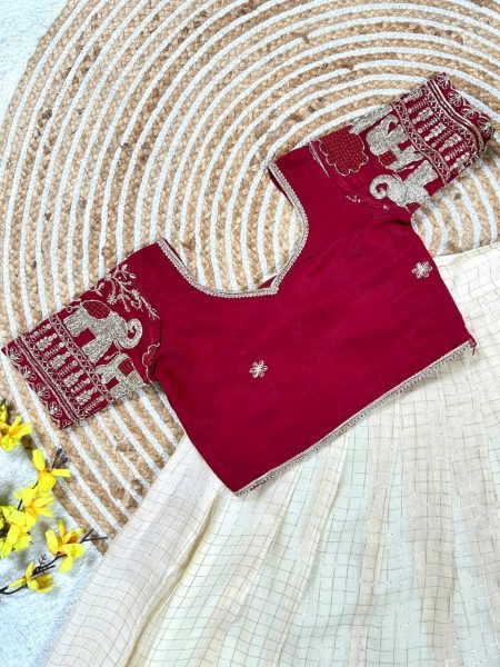 Regal Cream Red Trendy Kids Party Wear Lehenga Choli for Special Occasions Girls Wear
