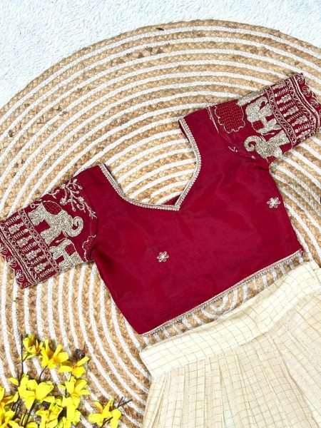 Regal Cream Red Trendy Kids Party Wear Lehenga Choli for Special Occasions Girls Wear