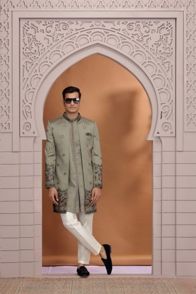 Regal Green Elegant Heavy Work Kurta PajamaSet for Festive and Occasion Wear Kurta Pajama Wholesale