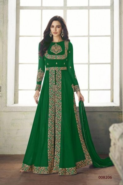 Regal Green Georgette Anarkali Suit with Coding Embroidery at Manufacturer Rate Anarakali Gown Wholesale