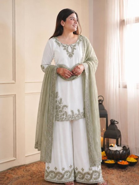 Regal Green Pakistani Style Maska Cotton Palazzo Suit with Dupatta For Festival Ready To Wear Suit