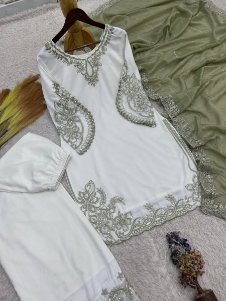 Regal Green Pakistani Style Maska Cotton Palazzo Suit with Dupatta For Festival Ready To Wear Collection
