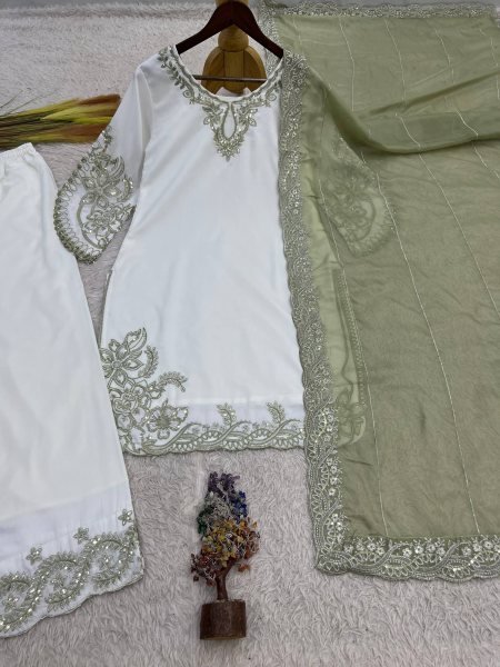 Regal Green Pakistani Style Maska Cotton Palazzo Suit with Dupatta For Festival Ready To Wear Collection