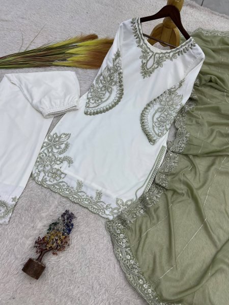 Regal Green Pakistani Style Maska Cotton Palazzo Suit with Dupatta For Festival Ready To Wear Collection