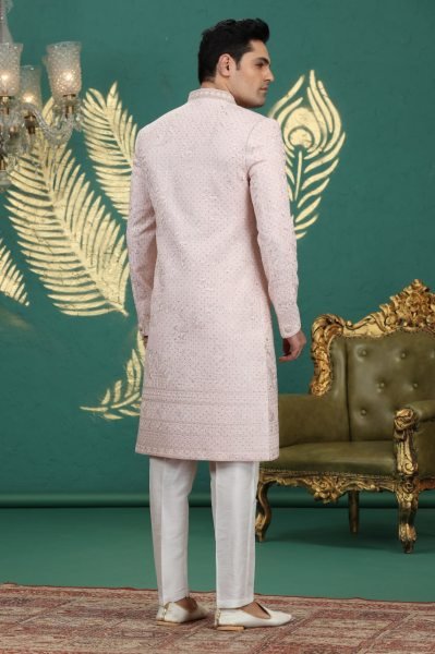 Regal Light Pink Designer Premium Banarasi Kurta Set with Dupion Art Silk Bottom Kurta Pajama Wholesale
