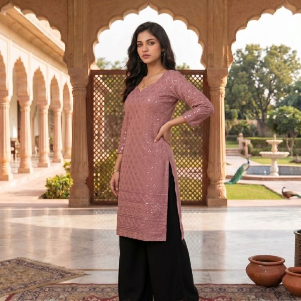 Regal Mauve pink Premium Rayon Kurti Collection for Women Ethnic Wear Kurti With Bottom Wholesale