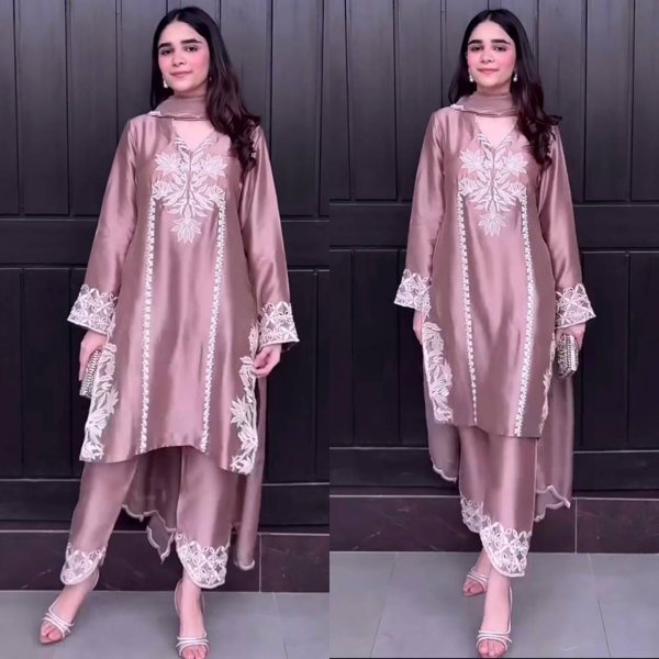 Regal Muave Crepe Silk Farshi Salwar Set with Heavy Coding Sequin Work for Party Wear Ready To Wear Collection