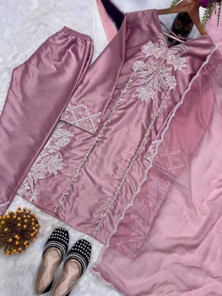 Regal Muave Crepe Silk Farshi Salwar Set with Heavy Coding Sequin Work for Party Wear Ready To Wear Collection